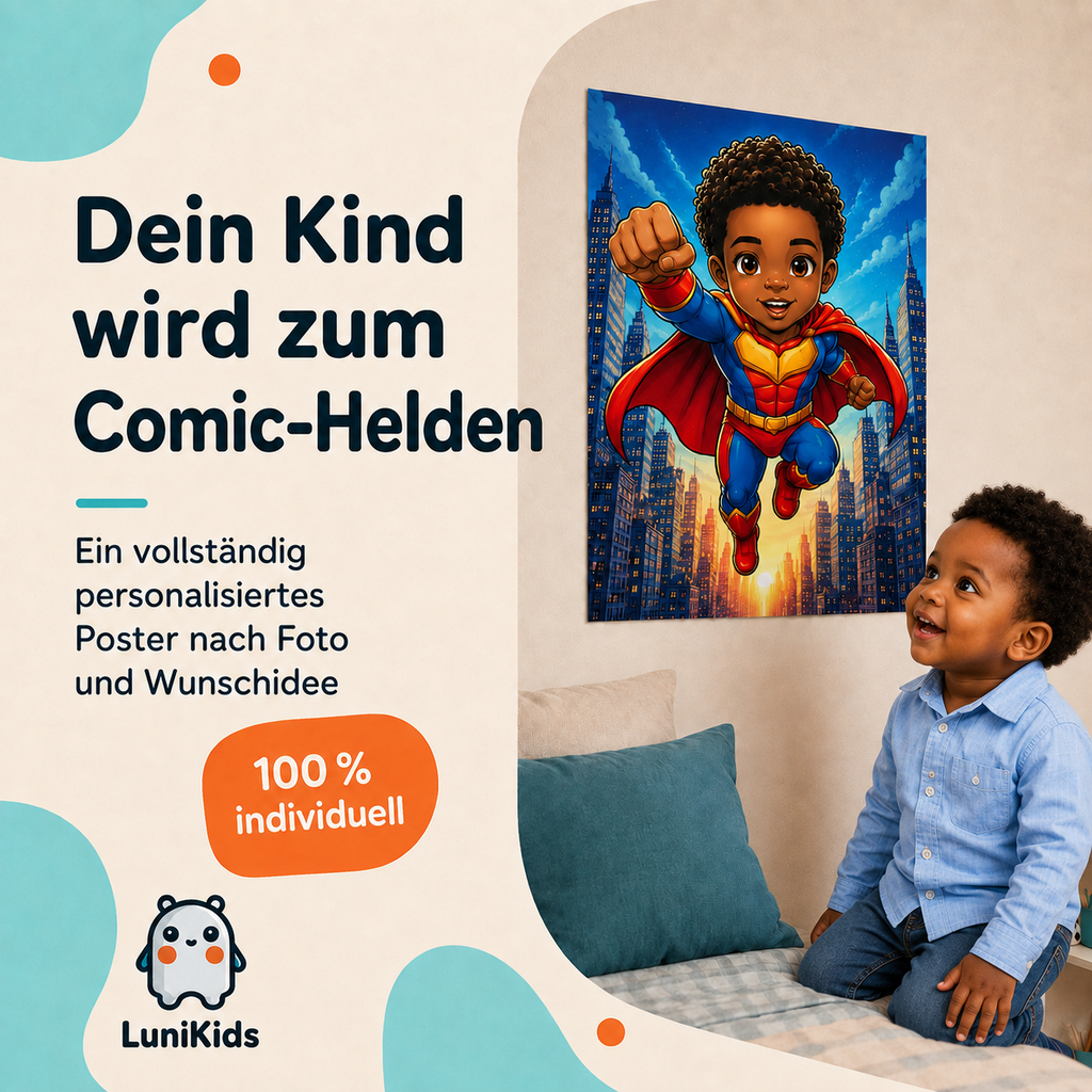 Personalisiertes Kinderposter im Comic-Stil