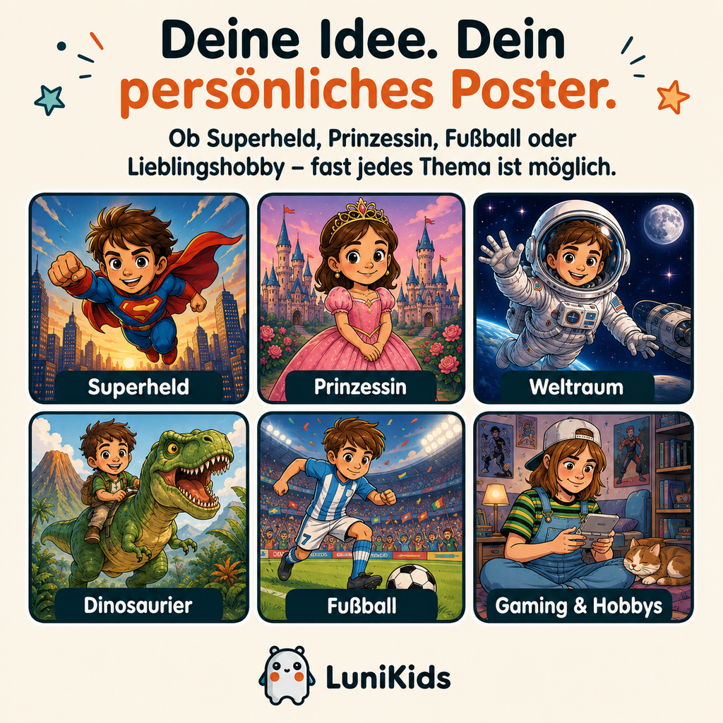 Personalisiertes Kinderposter im Comic-Stil