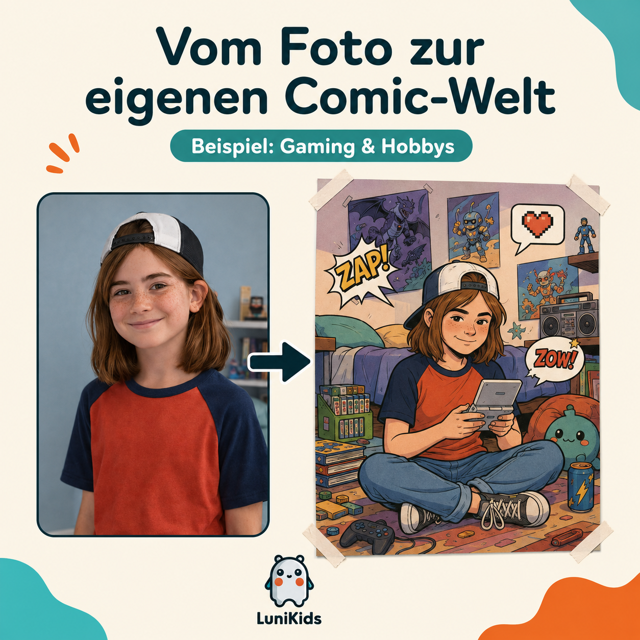 Personalisiertes Kinderposter im Comic-Stil
