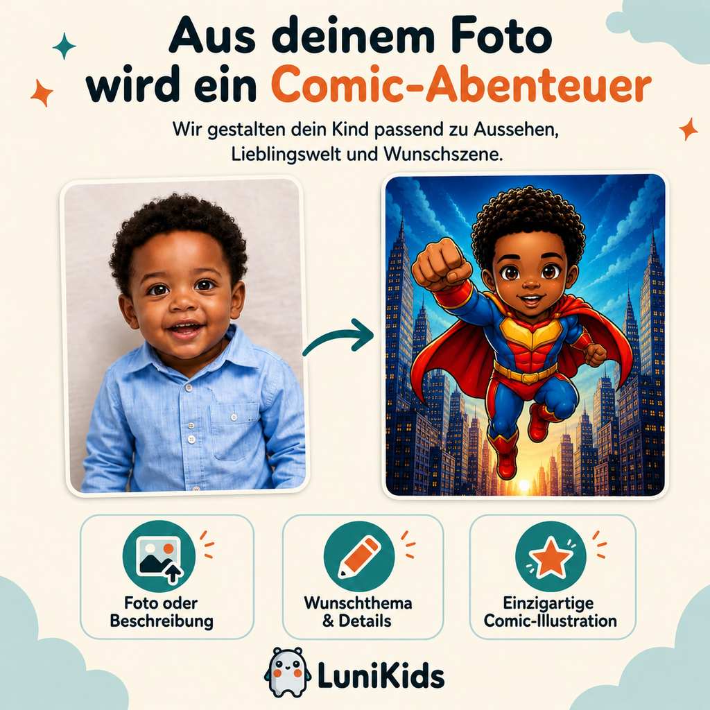 Personalisiertes Kinderposter im Comic-Stil