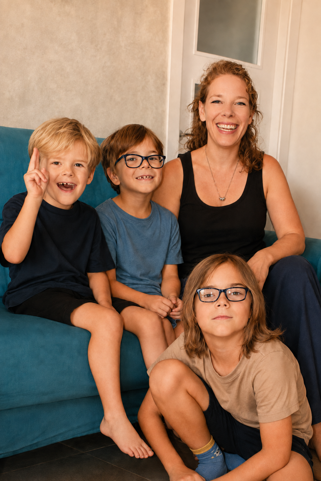 Marina, Gründerin von LuniKids, mit ihren Kindern